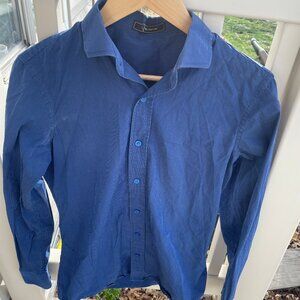 Yali Couture Men's Small Blue Pinstripe Button Down Shirt